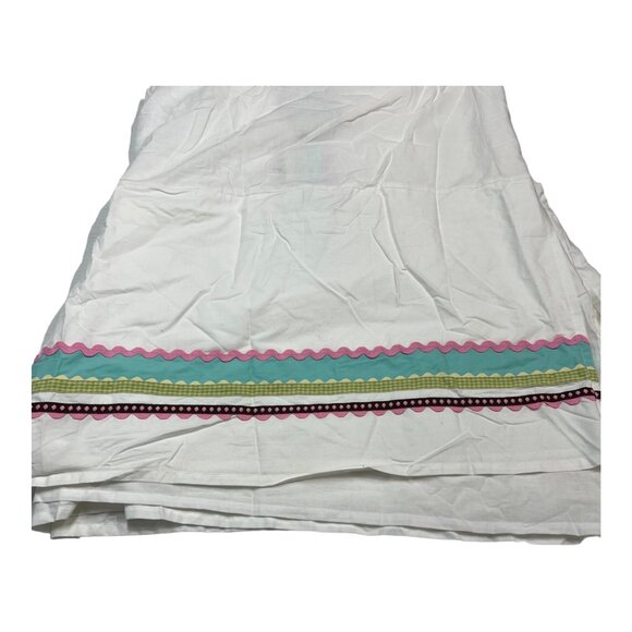 Pottery Barn Kids Coco Dot Crib Toddler Bed Skirt White Multicolor Pattern Trim - Picture 1 of 6